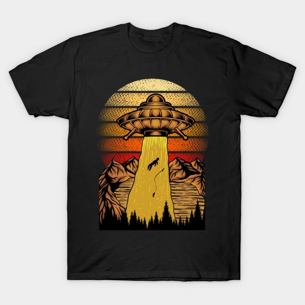 UFO Catch Fisherman T-Shirt by Mako Design 